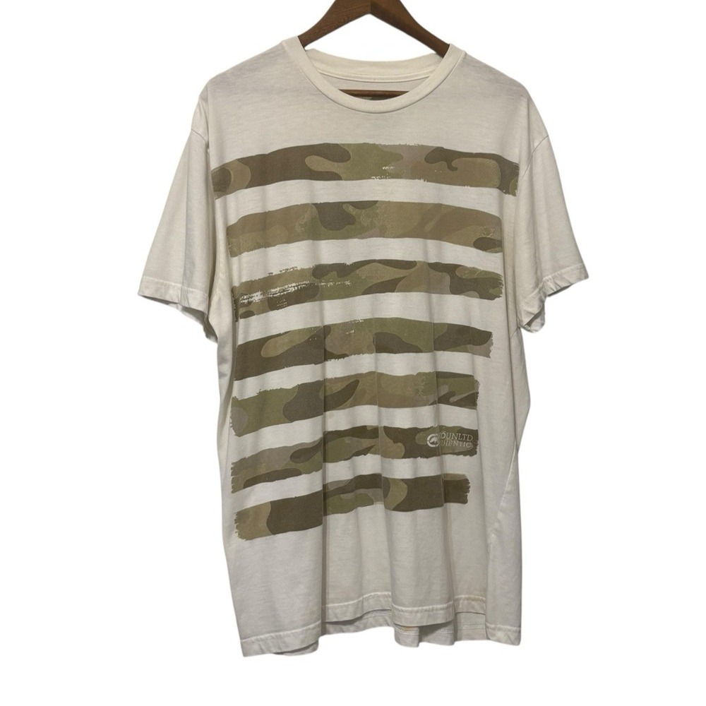 Ecko Unltd Mens 2X White Camo Stripe Graphic T-Shirt Streetwear Urban Y2K Casual